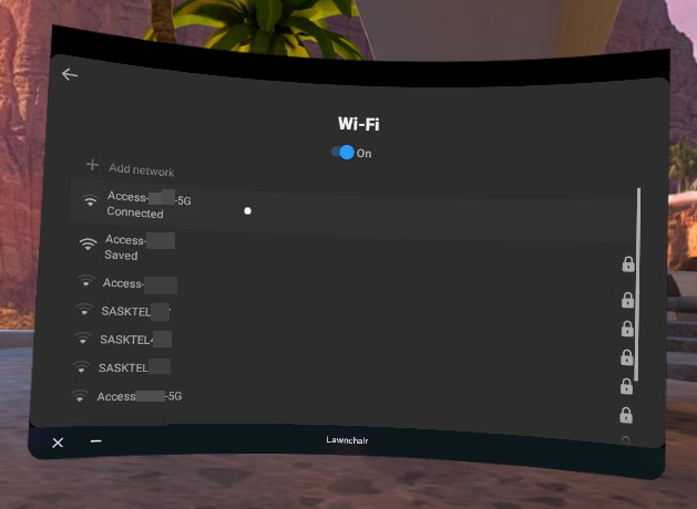 Wi-Fi in the Quest quick settings